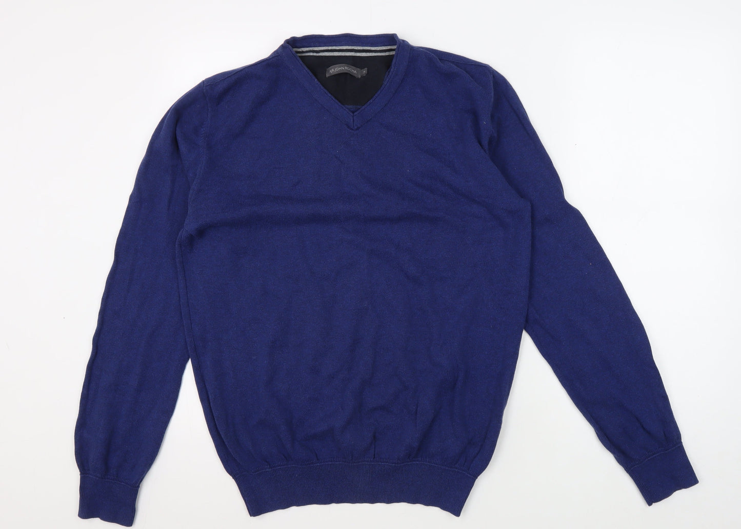 RJR John Rocha Men’s Blue Cotton V-Neck Jumper M
