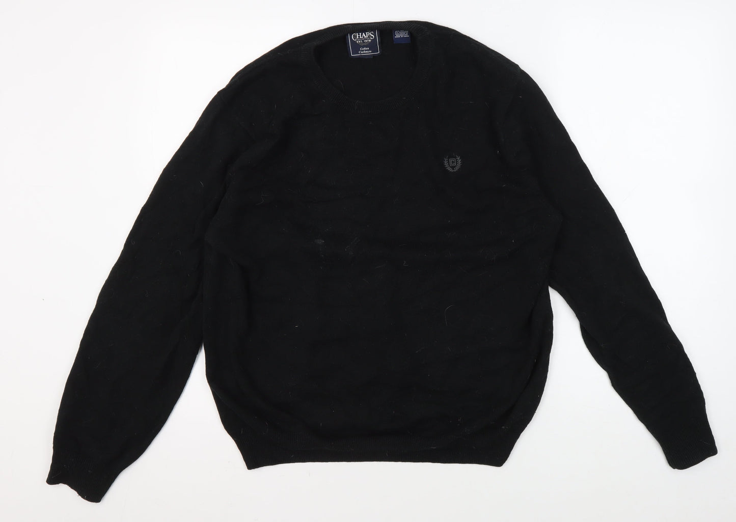 Chaps Men's Black Medium Crew Neck Pullover Jumper