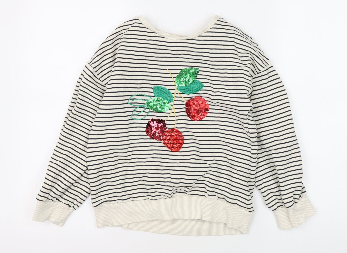 Next Girls Striped Cherry Sweatshirt, Multicoloured, 10Y
