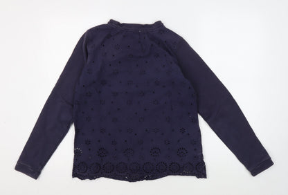 Joules Girls Blue Embr Sweatshirt, Size 6, Long Sleeve