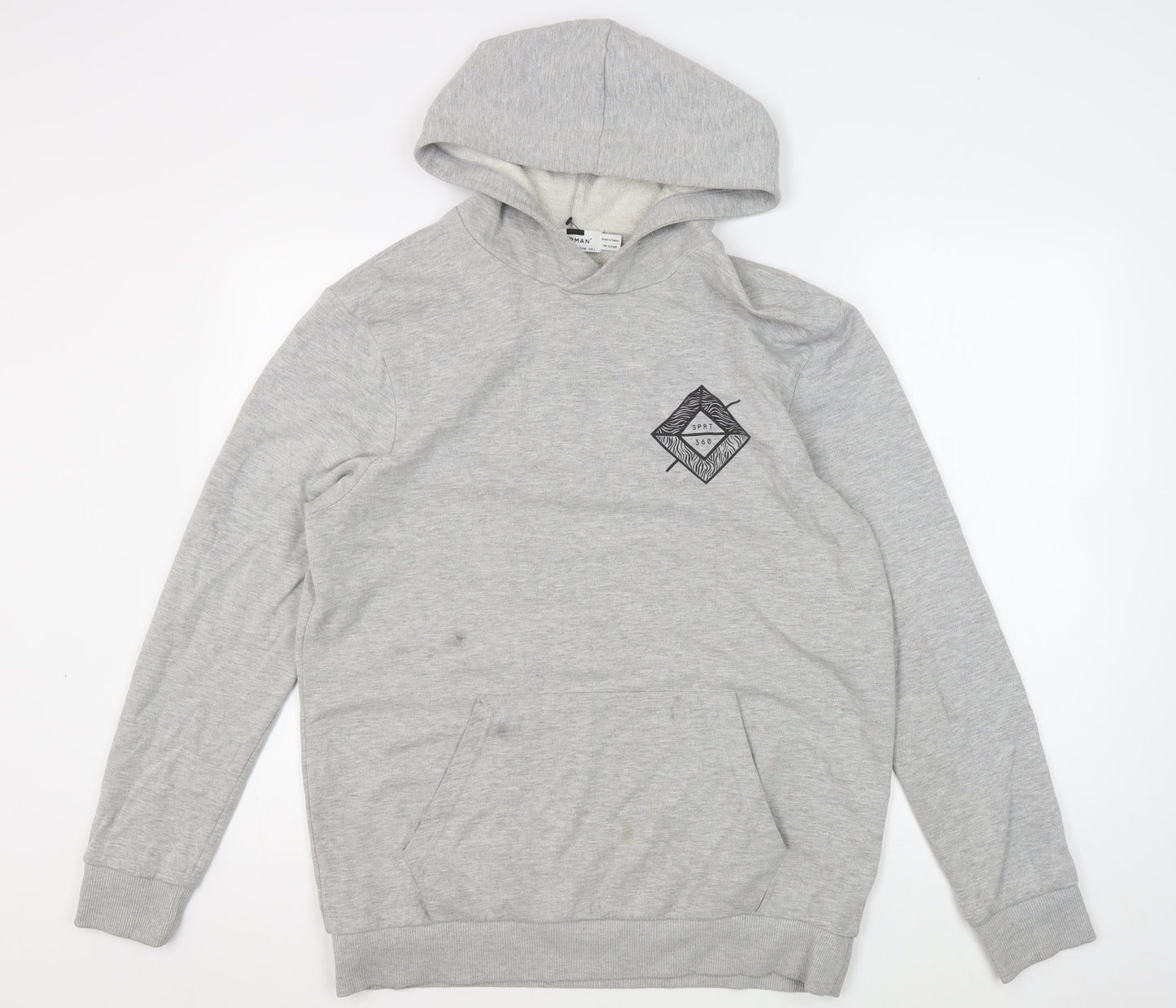 Topman Men's Grey Pullover Hoodie, L, Stylish & Comfy
