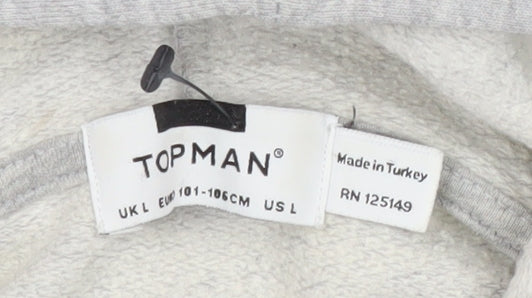 Topman Men's Grey Pullover Hoodie, L, Stylish & Comfy