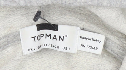 Topman Men's Grey Pullover Hoodie, L, Stylish & Comfy