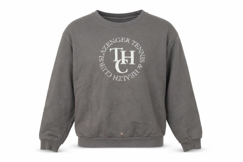 Front view of Slazenger Grey unisex crew neck sweatshirt, size 10