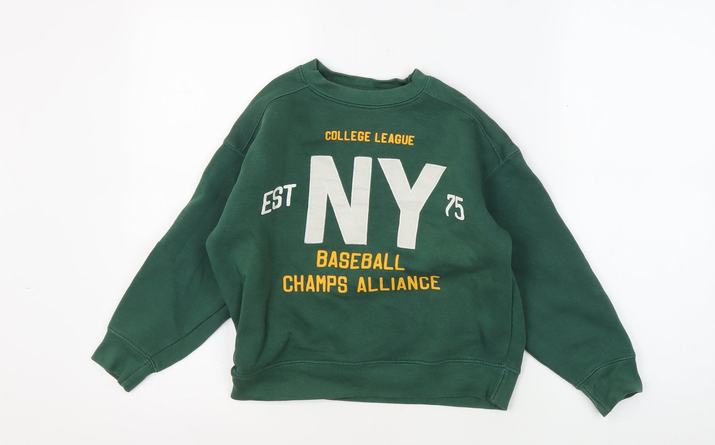Zara Boys Green Crew Neck Pullover Sweatshirt Size 6-7