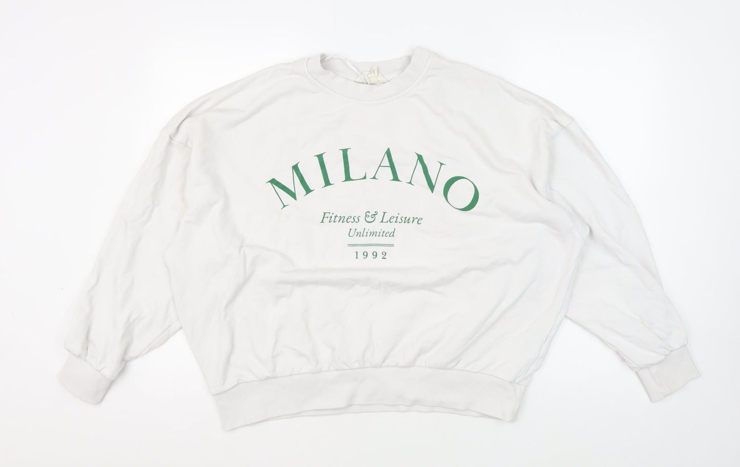 H&M Unisex White Pullover Sweatshirt M