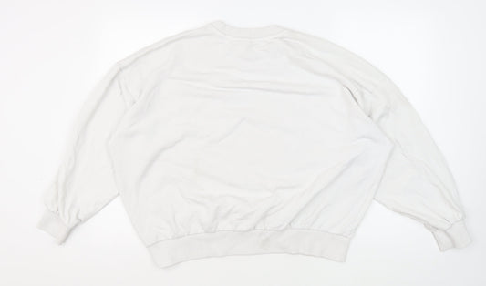 H&M Unisex White Pullover Sweatshirt M