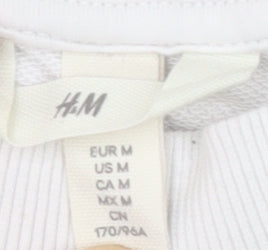 H&M Unisex White Pullover Sweatshirt M