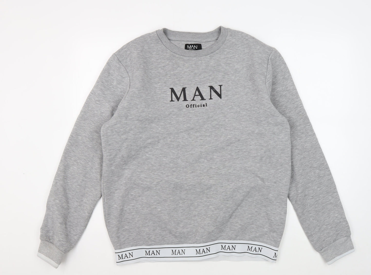 Mens UK Size L boohooMAN Grey Pullover Sweatshirt