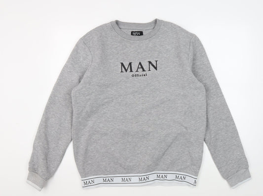 Mens UK Size L boohooMAN Grey Pullover Sweatshirt