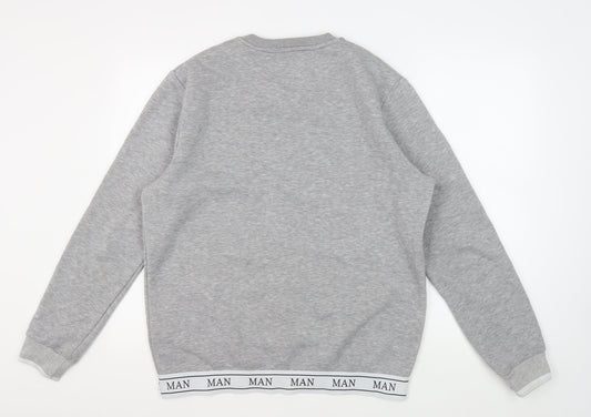 Mens UK Size L boohooMAN Grey Pullover Sweatshirt