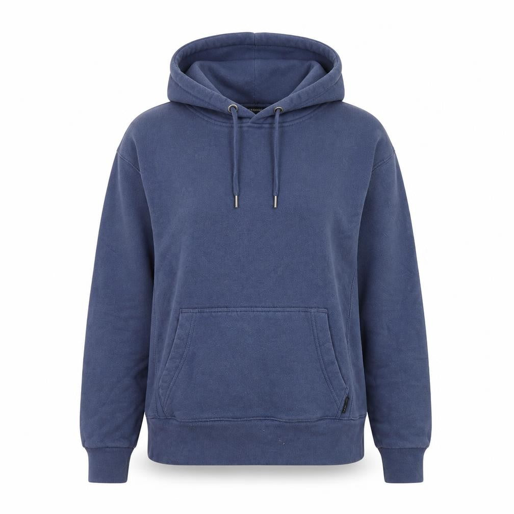 Front view of Hollister Blue unisex pullover hoodie xs