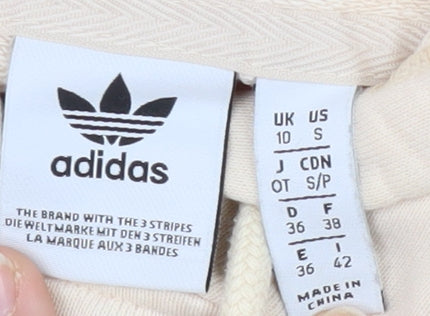 Adidas Women Beige Crop Hoodie Size S, Cotton, Logo