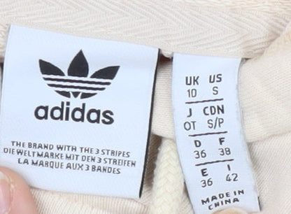 Adidas Women Beige Crop Hoodie Size S, Cotton, Logo