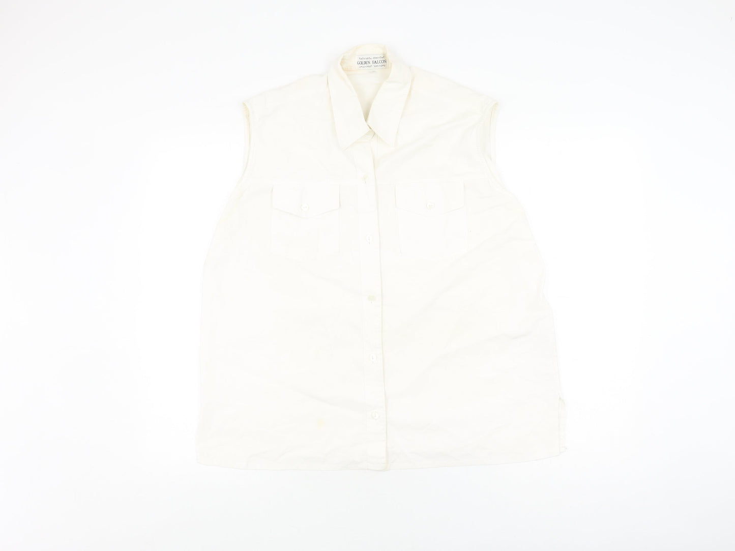 Golden Falcon Women's Ivory Sleeveless Button-Up 2XL