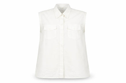 Golden Falcon Women's Ivory Sleeveless Button-Up 2XL