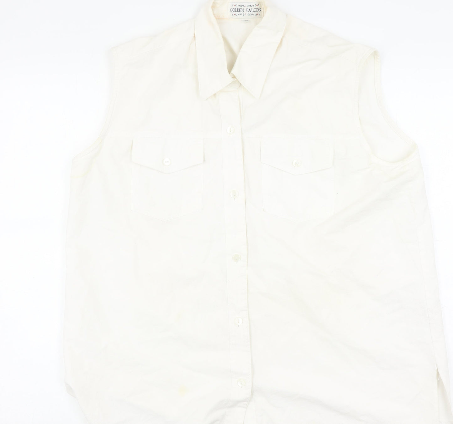 Golden Falcon Women's Ivory Sleeveless Button-Up 2XL
