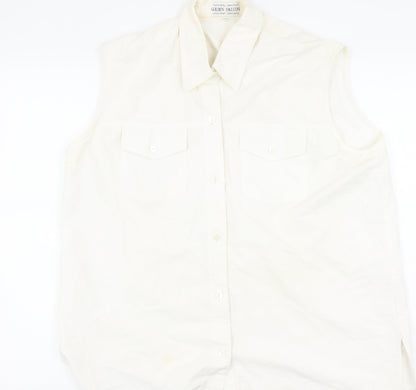 Golden Falcon Women's Ivory Sleeveless Button-Up 2XL