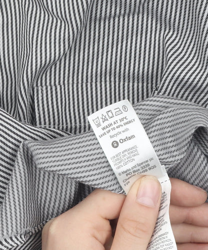 Marks and Spencer Men's Black Striped Slim Fit Shirt