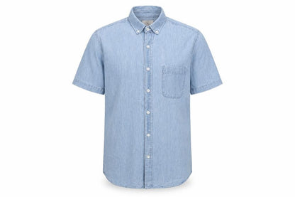 Topman Men's Blue Denim Short Sleeve Shirt S