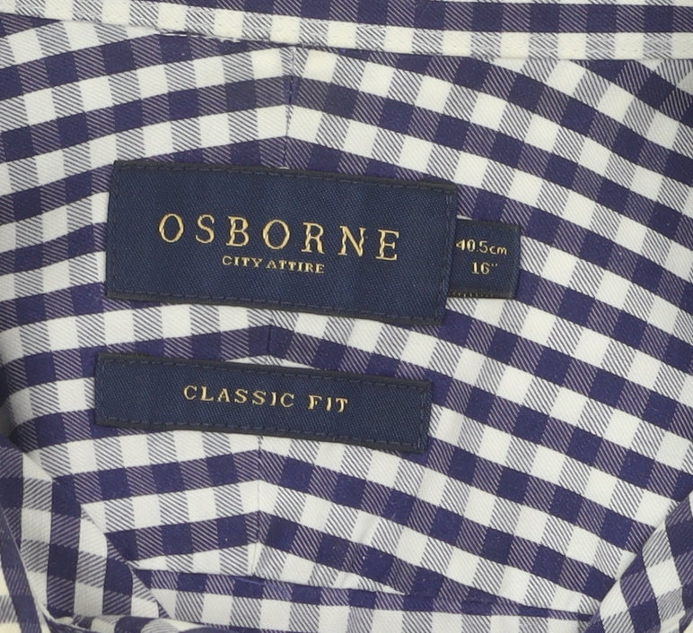 Osborne Men's Blue Check Classic Fit Shirt Size 16