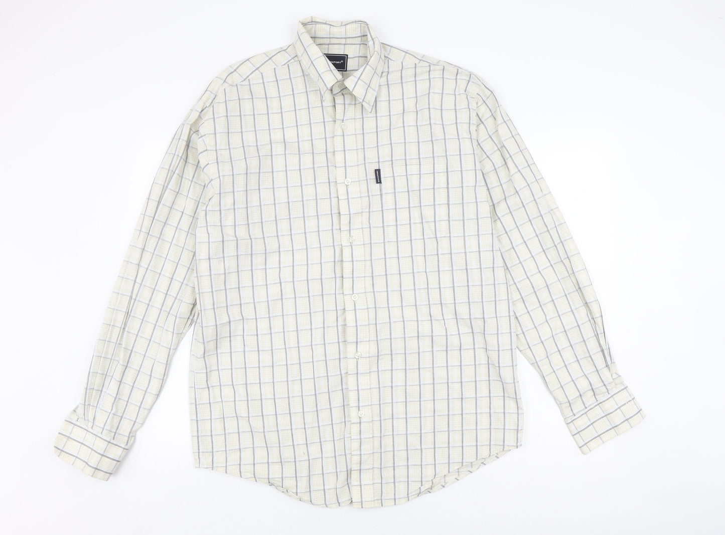 Rockport Men's Beige Check Long Sleeve Button-Up Shirt