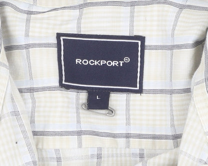 Rockport Men's Beige Check Long Sleeve Button-Up Shirt