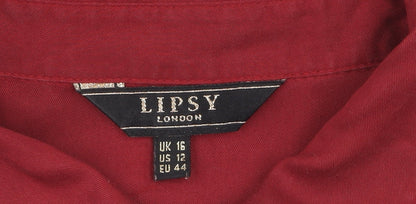 Womens UK Size 16 Lipsy Red Basic Button-Up