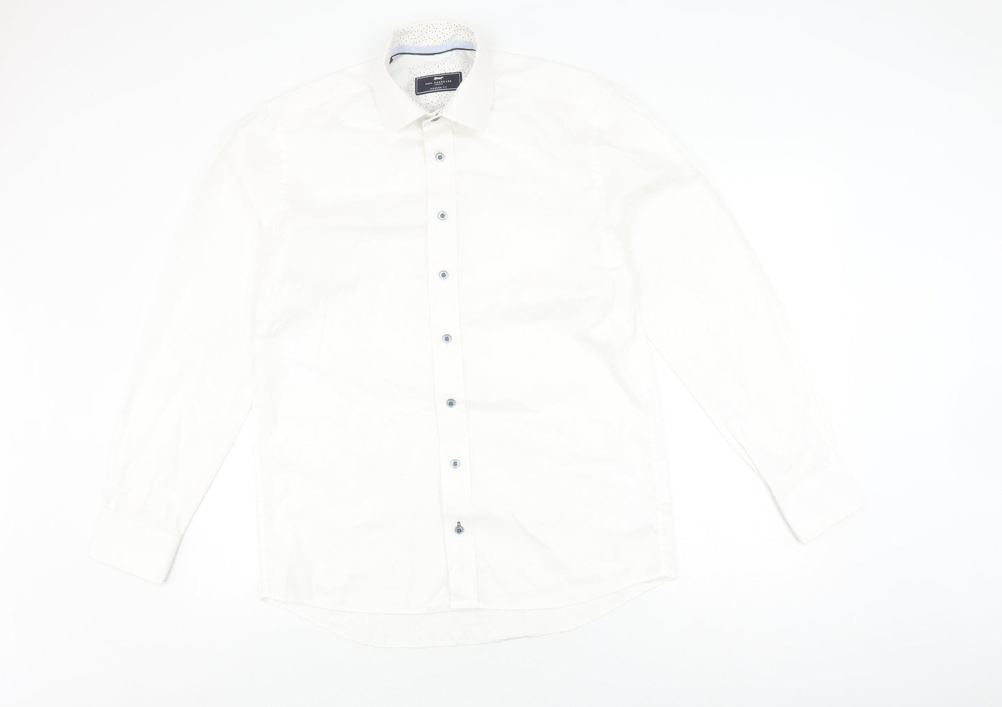 Paul Costelloe Men's White Classic Fit Button-Up Shirt 15.5