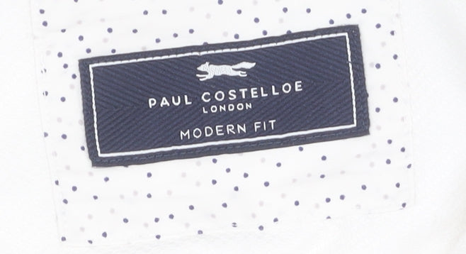 Paul Costelloe Men's White Classic Fit Button-Up Shirt 15.5