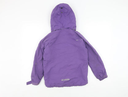 Trespass Girls Purple Parka Jacket 7-8 Years Waterproof