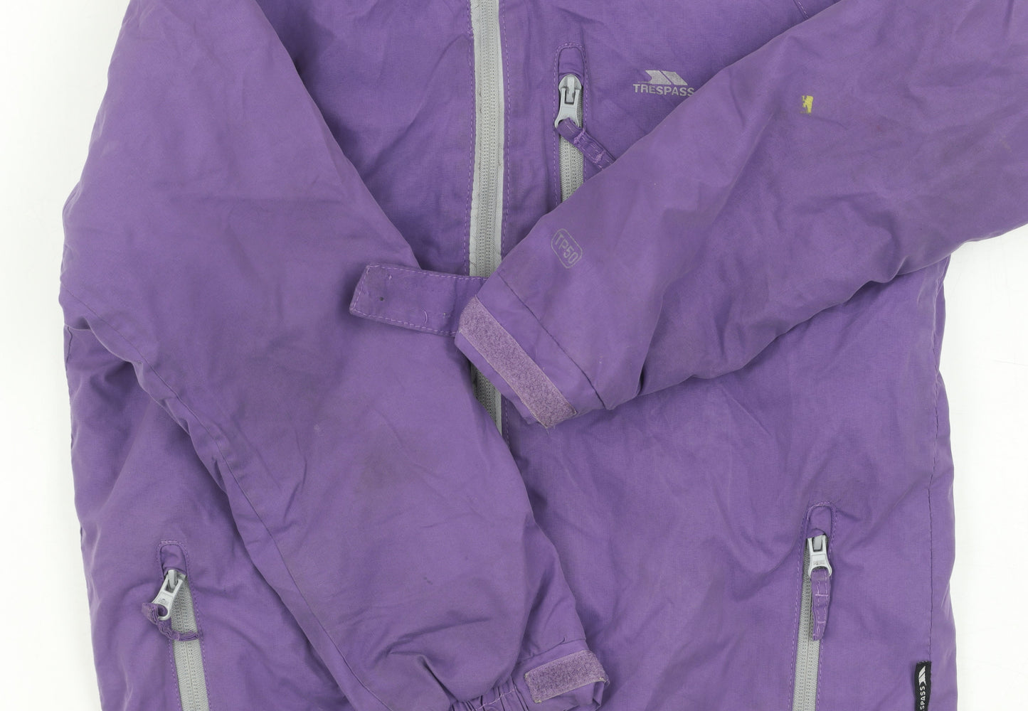 Trespass Girls Purple Parka Jacket 7-8 Years Waterproof