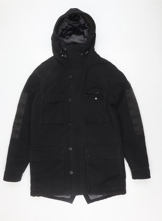 Mens UK Size M IKKS Black Military Jacket