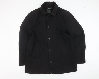 Atlantic Bay Men's Black Wool Blend Overcoat Size L