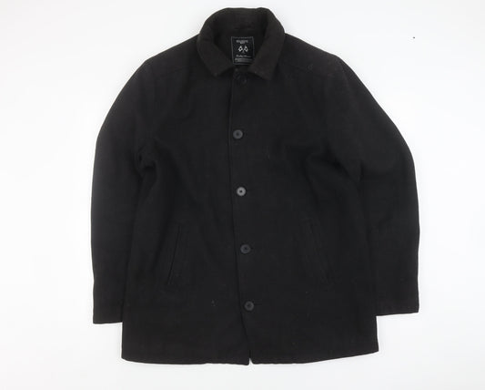 Atlantic Bay Men's Black Wool Blend Overcoat Size L