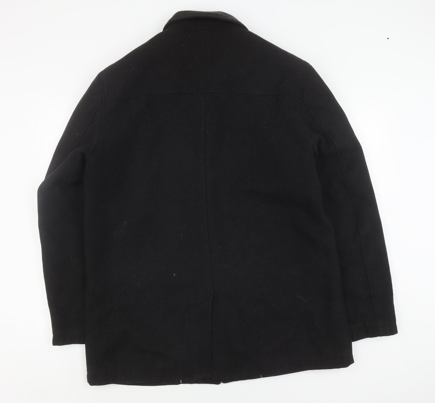 Atlantic Bay Men's Black Wool Blend Overcoat Size L