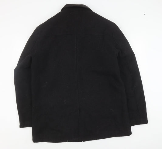 Atlantic Bay Men's Black Wool Blend Overcoat Size L