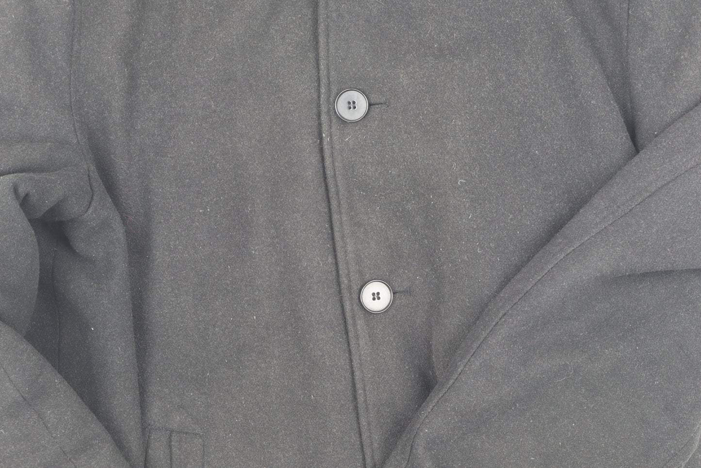 Atlantic Bay Men's Black Wool Blend Overcoat Size L