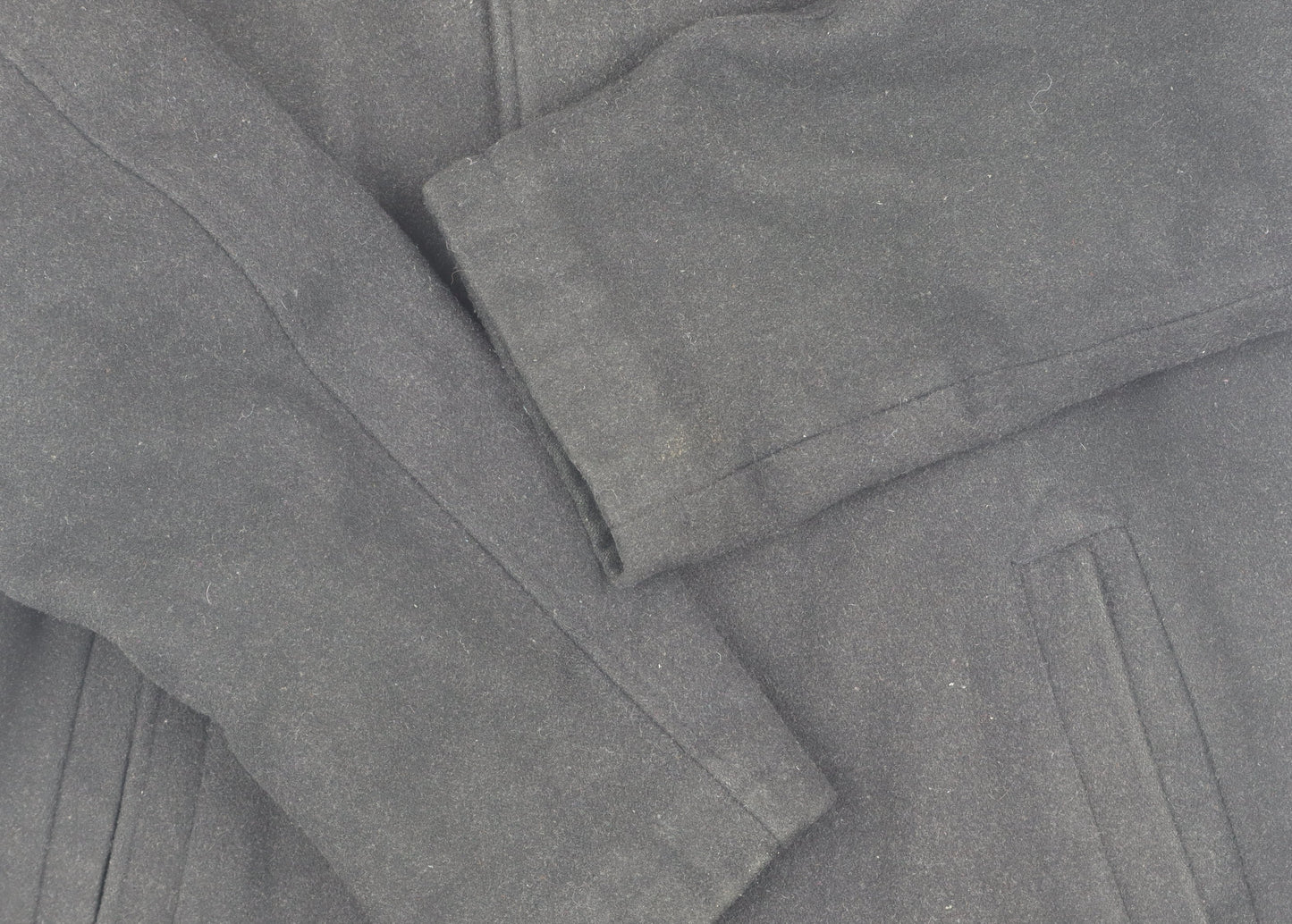 Atlantic Bay Men's Black Wool Blend Overcoat Size L