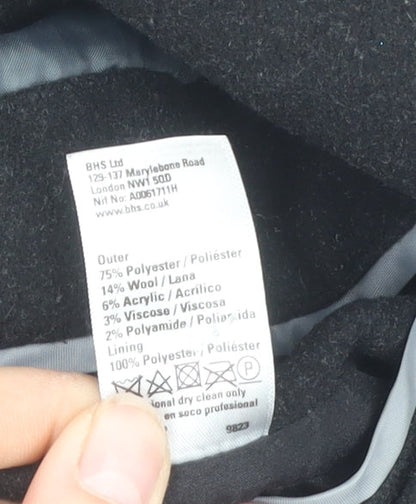 Atlantic Bay Men's Black Wool Blend Overcoat Size L