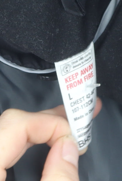 Atlantic Bay Men's Black Wool Blend Overcoat Size L