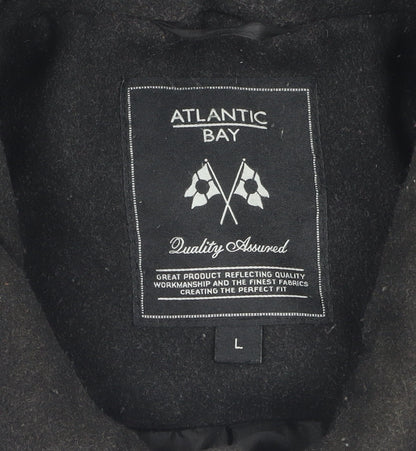 Atlantic Bay Men's Black Wool Blend Overcoat Size L
