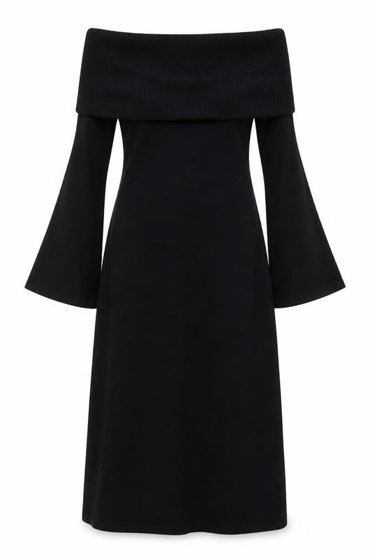 Front view of ASOS Black Sheath Dress, Women’s 10, Cowl Neck