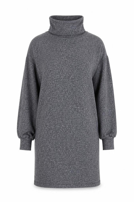 Front view of ASOS DESIGN Women’s Grey High Neck Jumper Dress, size UK 10