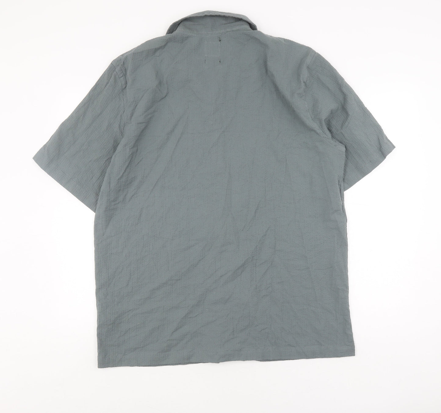 Lefties Men's Grey Cotton Relaxed Fit Shirt Size L