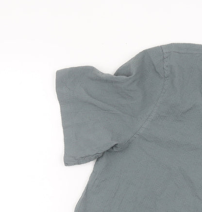 Lefties Men's Grey Cotton Relaxed Fit Shirt Size L