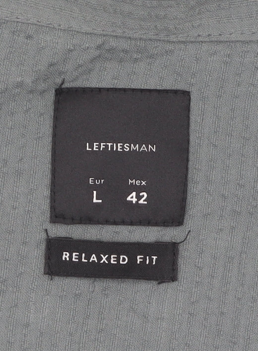 Lefties Men's Grey Cotton Relaxed Fit Shirt Size L