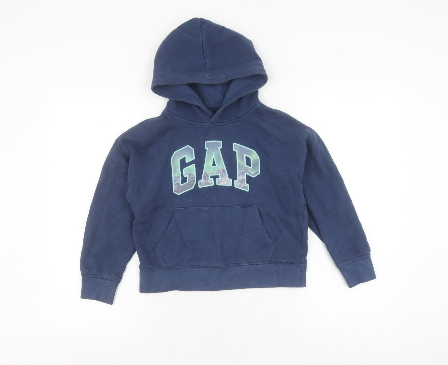 GAP Girls Blue Pullover Hoodie, Logo, Size S, Fleece