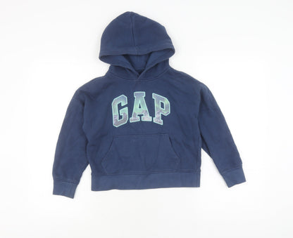 GAP Girls Blue Pullover Hoodie, Logo, Size S, Fleece