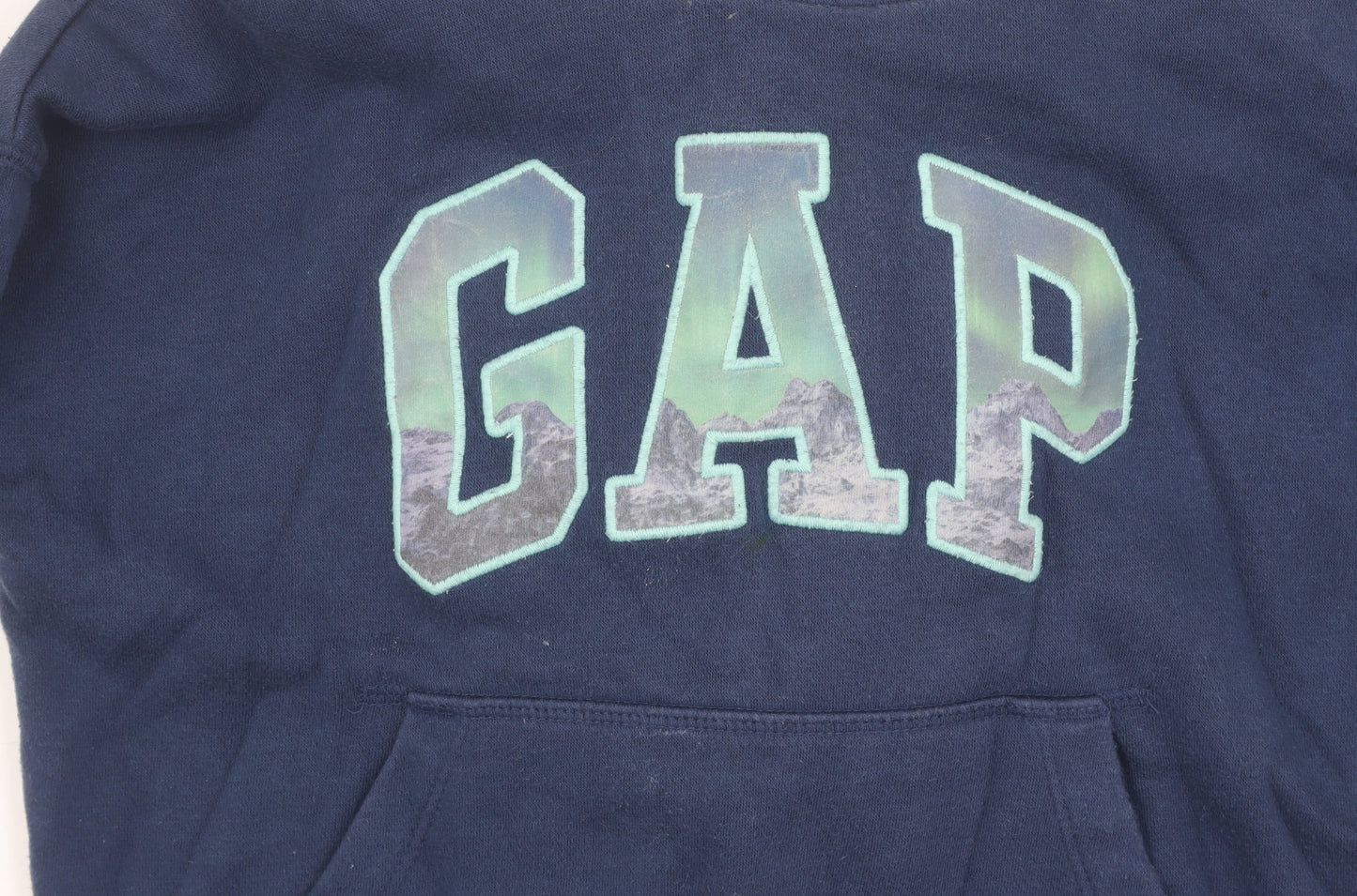GAP Girls Blue Pullover Hoodie, Logo, Size S, Fleece